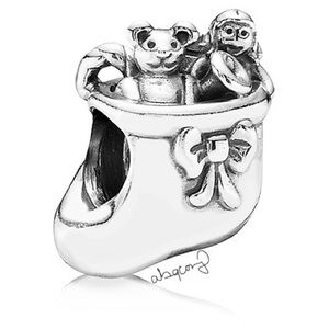 EUC Pandora 791038 Sterling Silver Santa's Stocking Christmas Charm